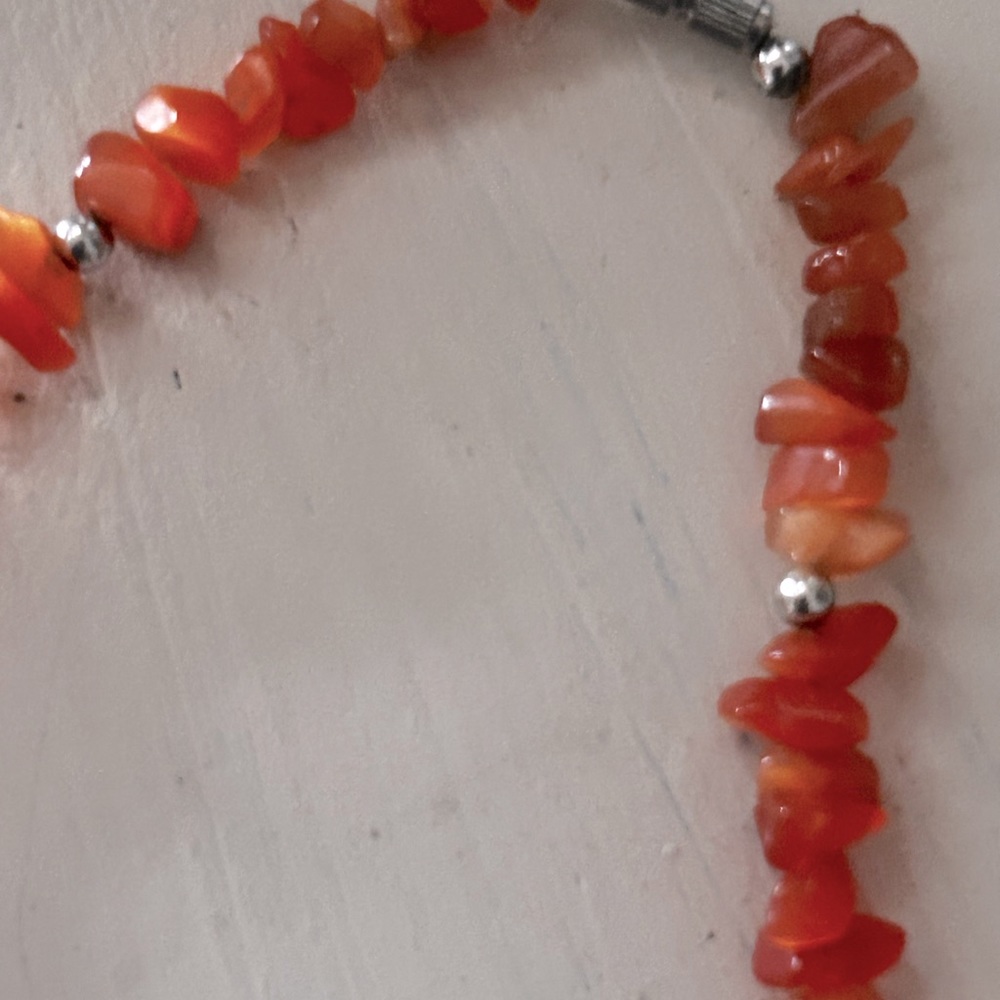 Women's Coral Necklace W/ Silver Beads as Accents - Picture 4 of 4